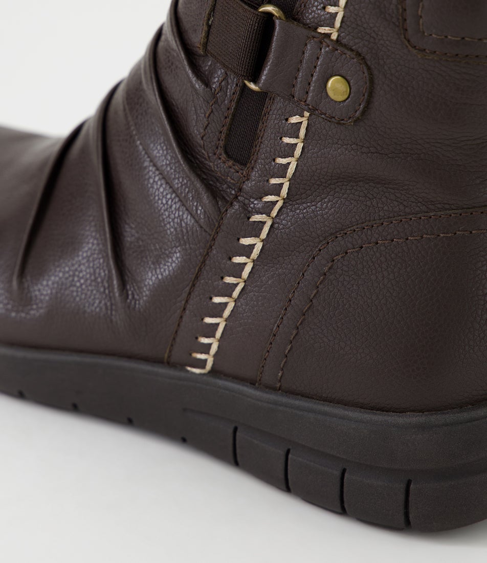 Tikky Dark Brown Leather Ankle Boots