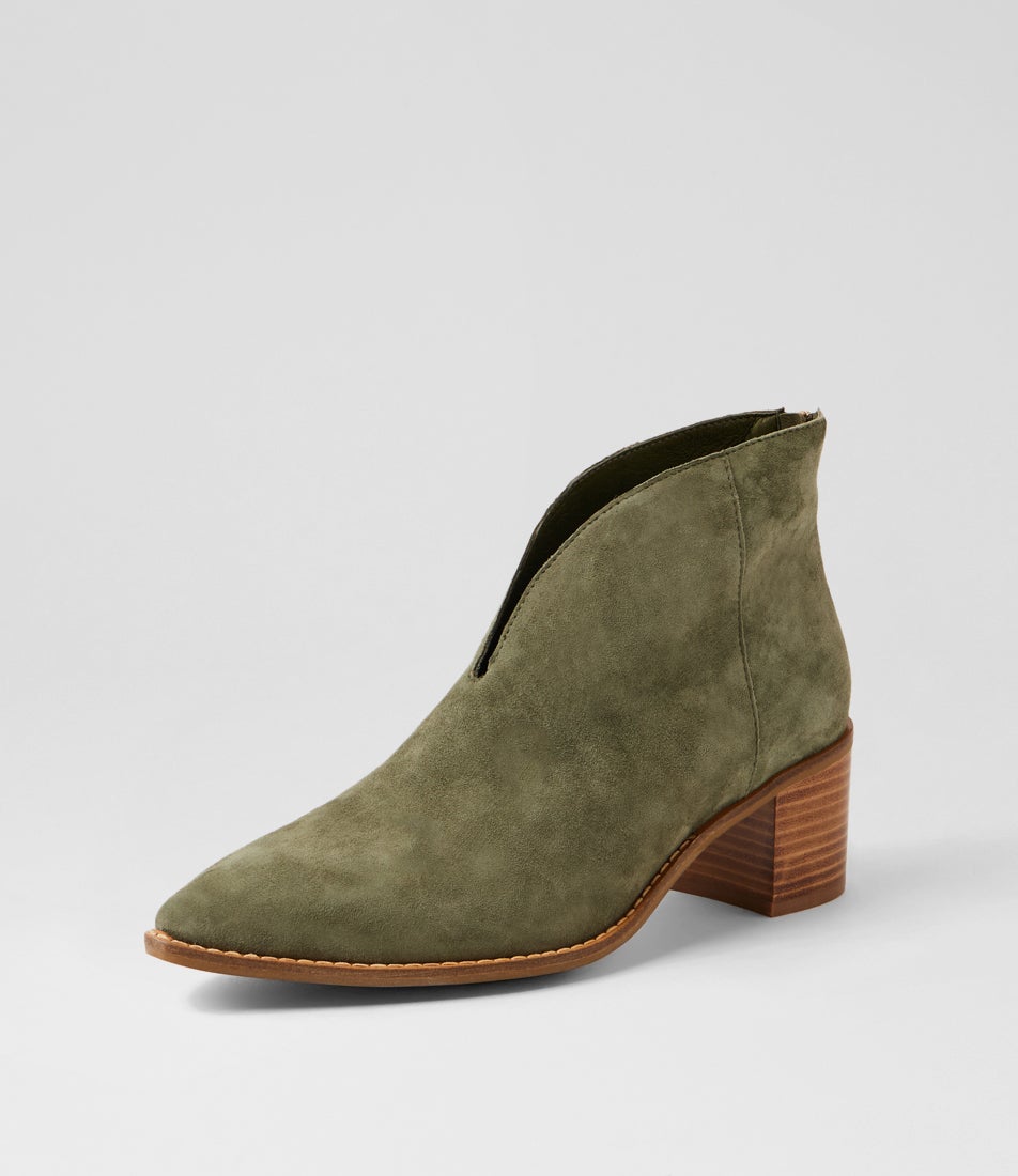 Fernada Khaki Suede Ankle Boots