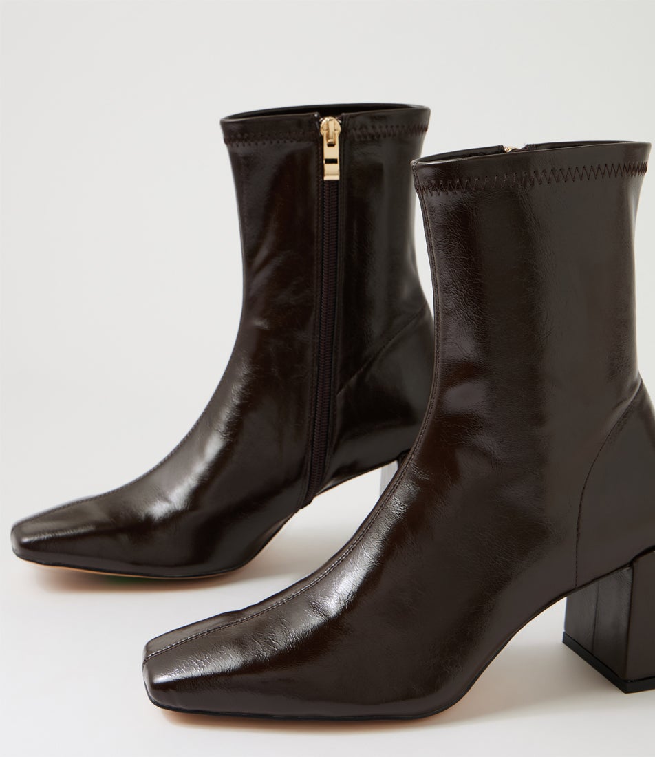 Wilara Choc Crinkle Stretch Ankle Boots