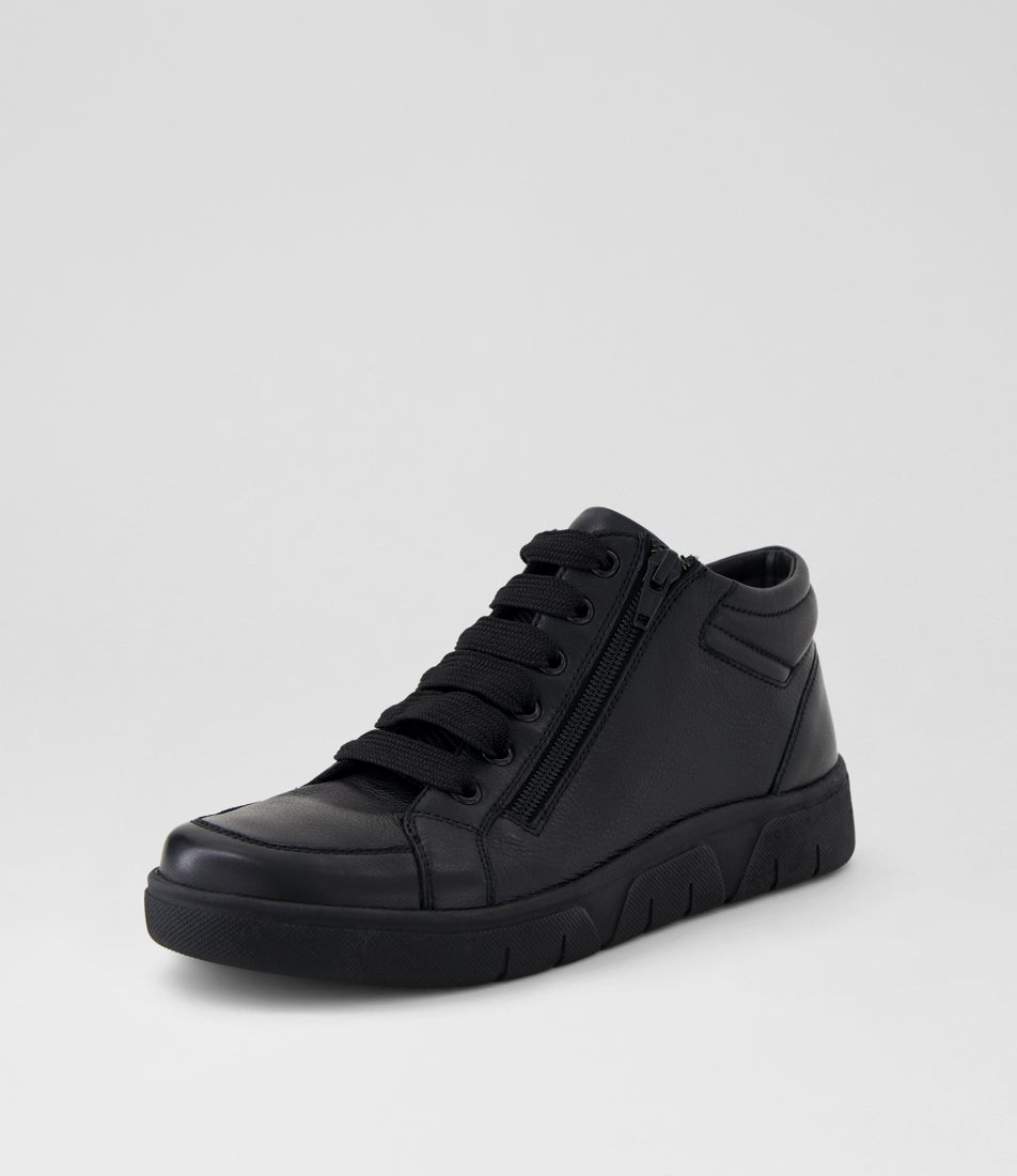 Tavishs D Black Leather Ankle Boots Tavishs D Black Leather Ankle Boots