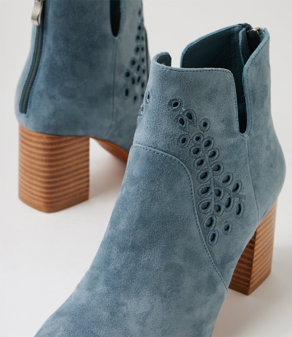 Spesh Steel Blue Natural Suede Ankle Boots