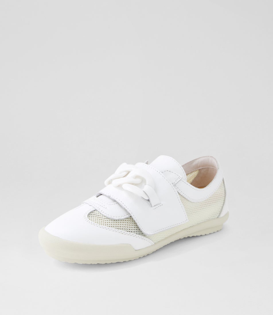 Jayden White Leather Mesh Sneakers