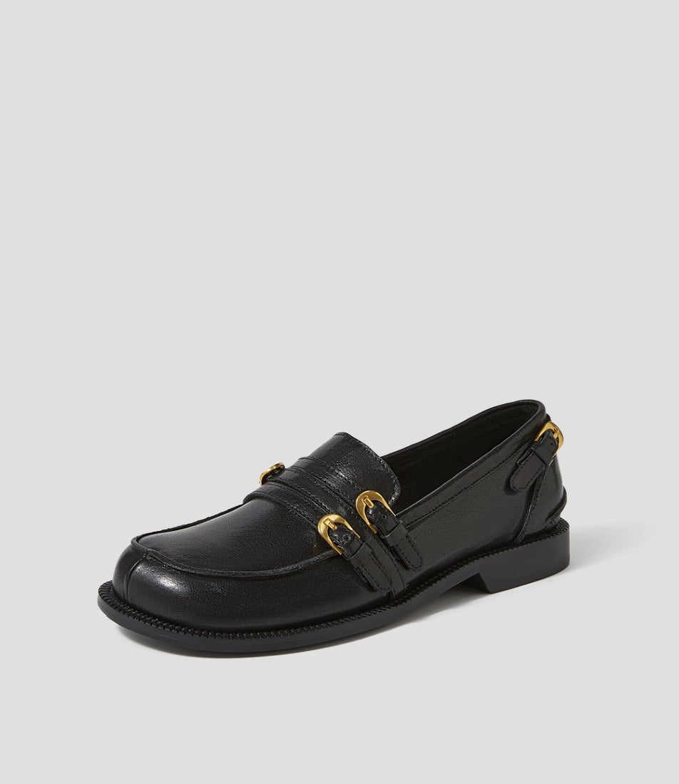 Rikal Black Leather Loafers