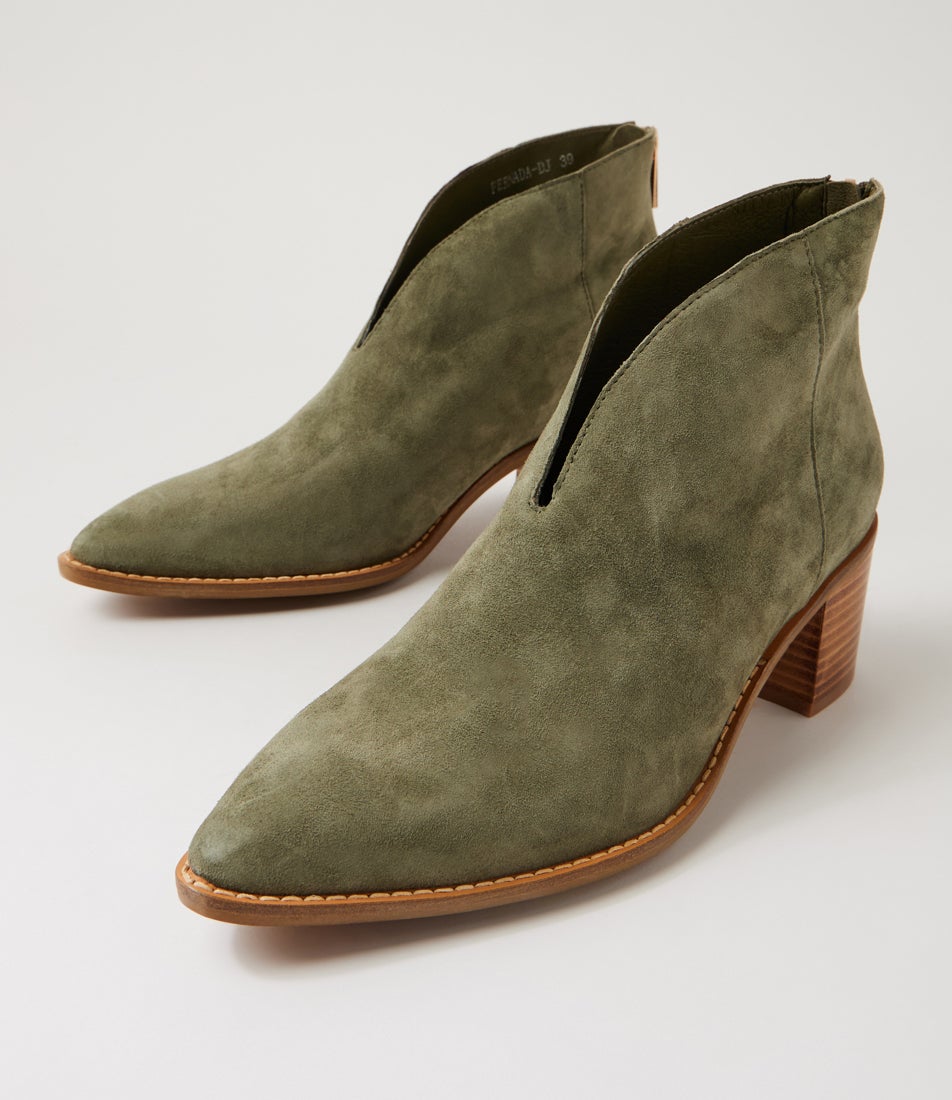 Fernada Khaki Suede Ankle Boots
