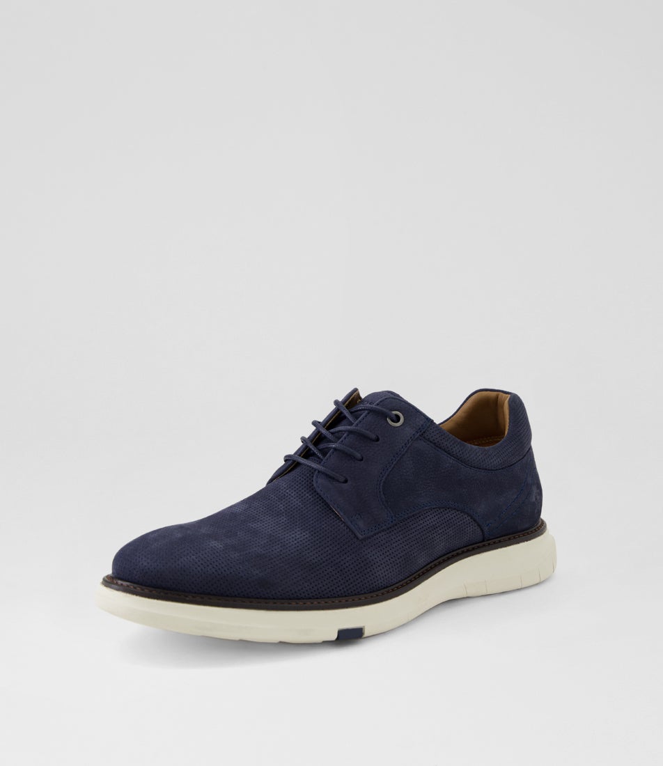Dofoe Navy Nubuck Lace Up Flats