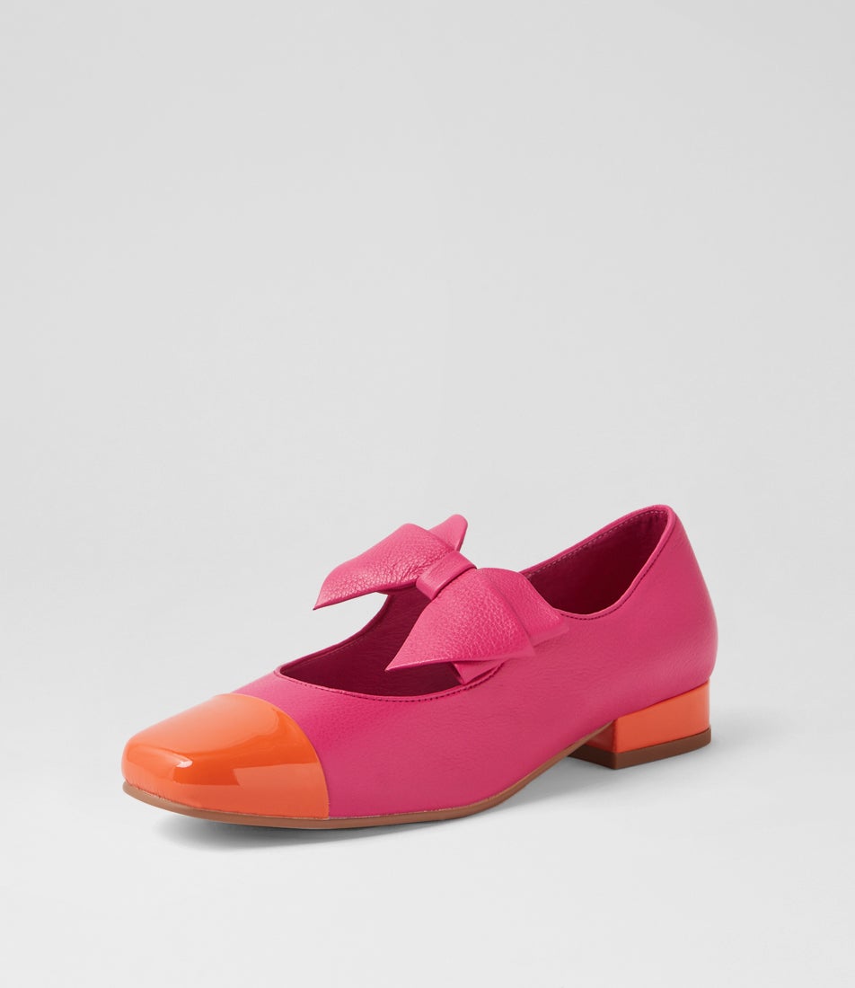 Broocks Orange Fuchsia Patent Leather Mary Jane Heels