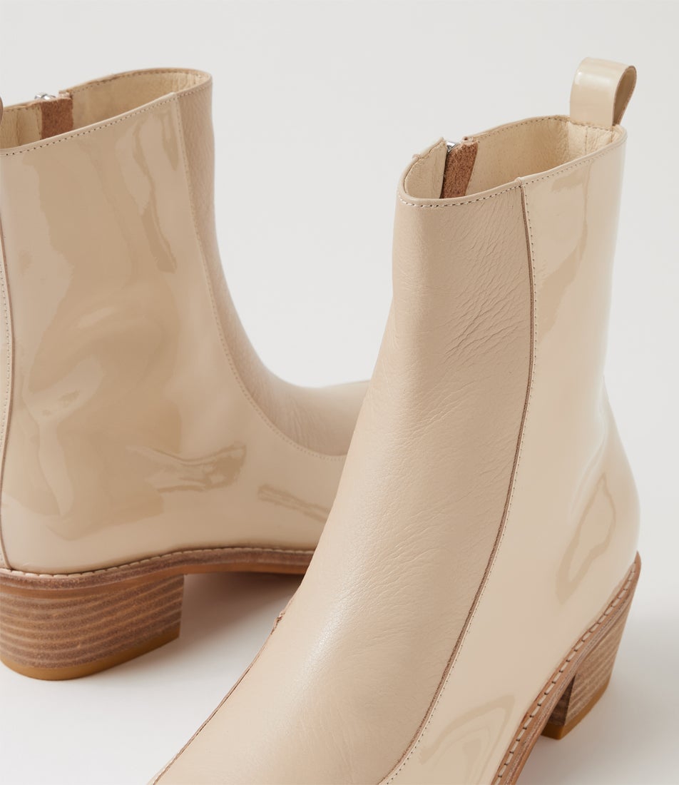 Dentan Vanilla Patent Leather Ankle Boots
