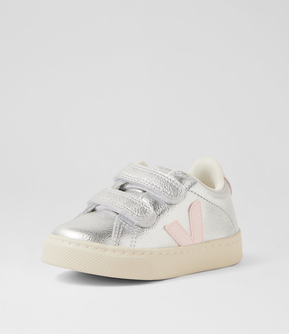 Small V-10 Toddler Silver Leather Sneakers