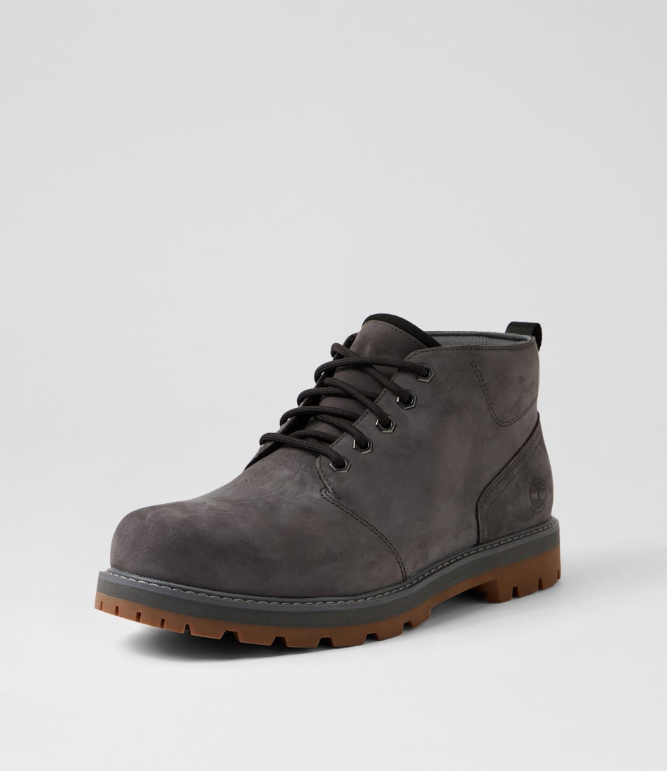 Britton Road Chukka Wp Dark Grey Leather Lace Up Boots