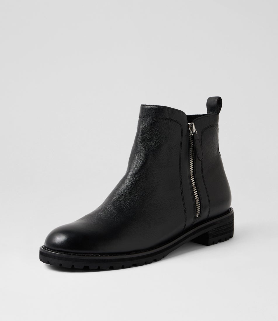 Mabrele W Black Leather Ankle Boots