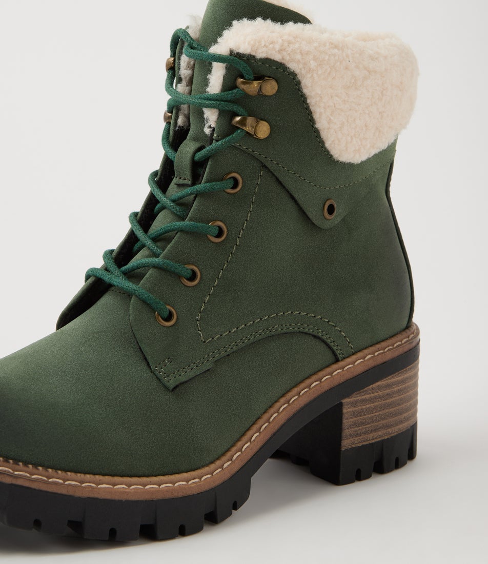 Gaspish Dark Green Nubuck Pu Ankle Boots