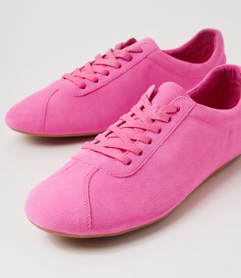 Bookier Hot Pink Suede Lace Up Flats