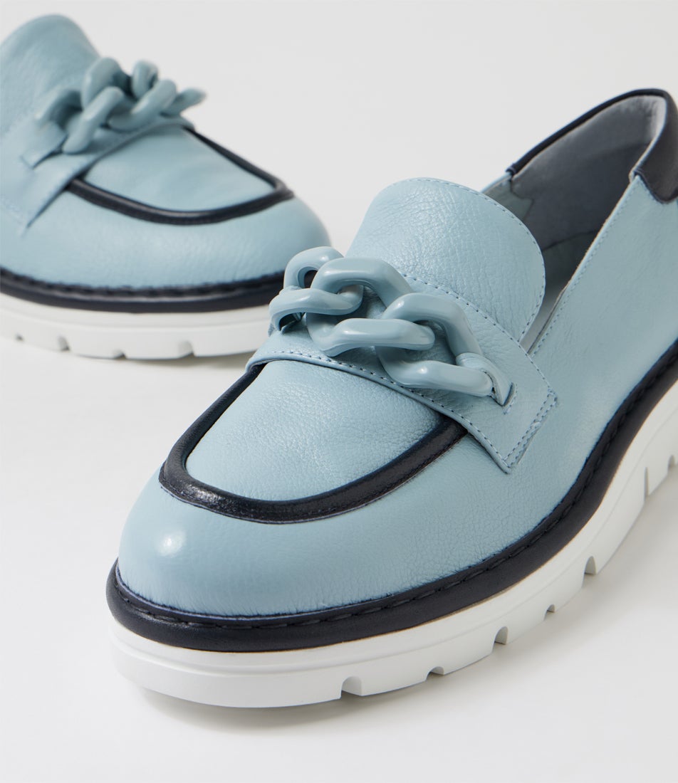 Enna Denim Navy Leather Loafers Enna Denim Navy Leather Loafers