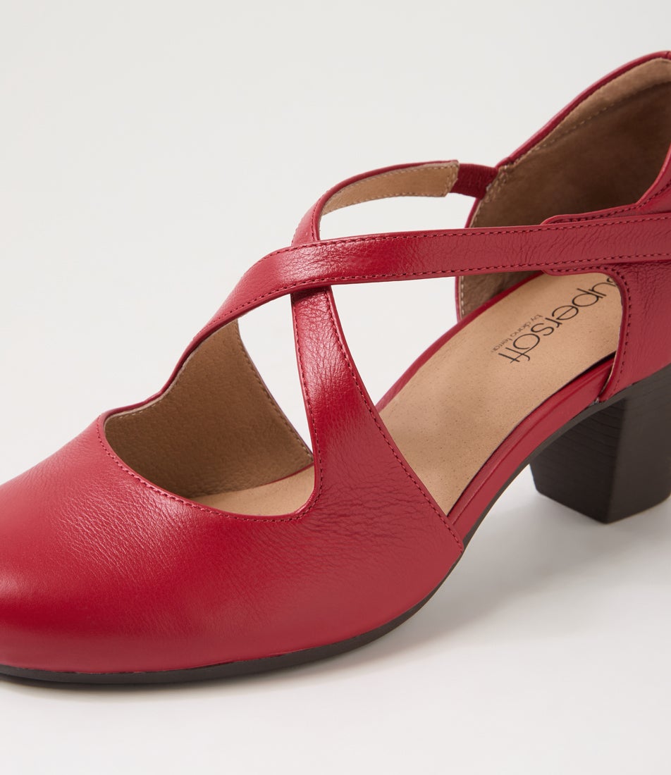 Flynnie Dark Red Leather Heels