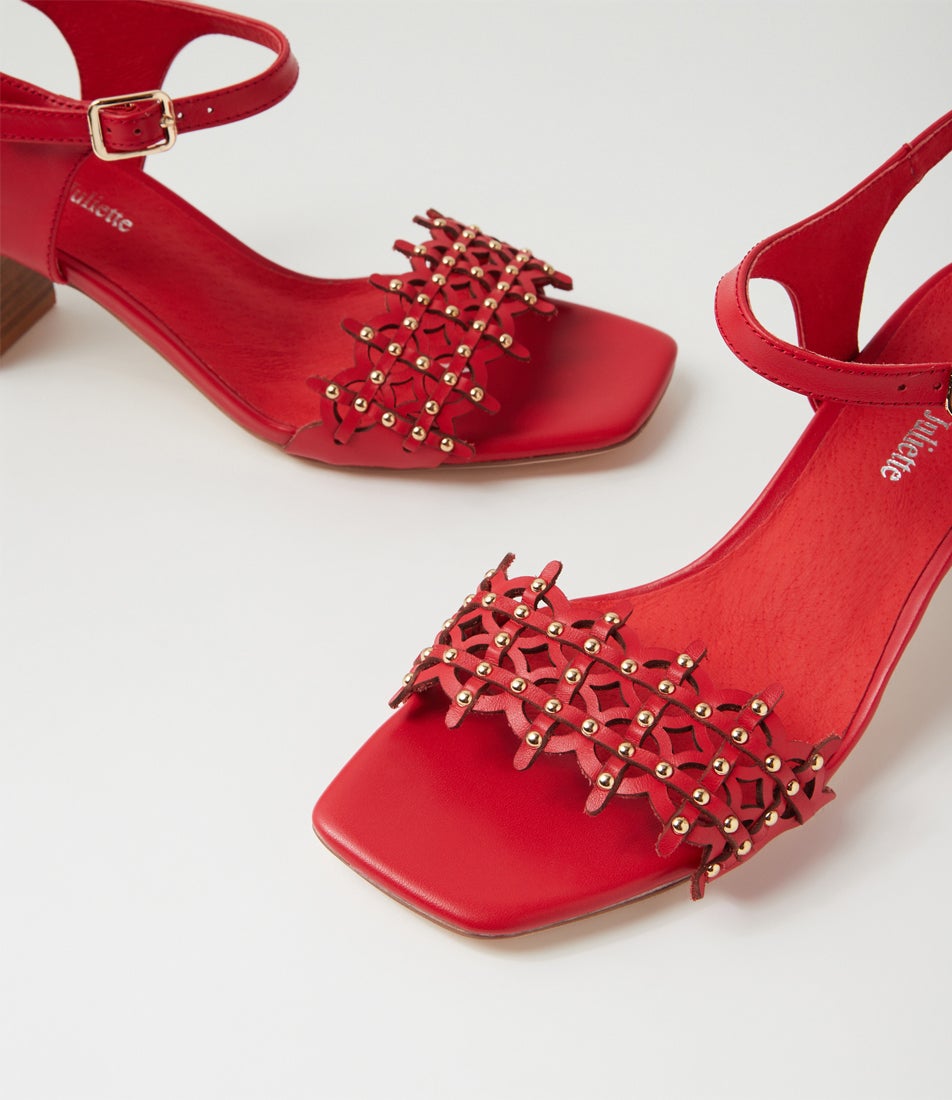 Joci Red Leather Sandals