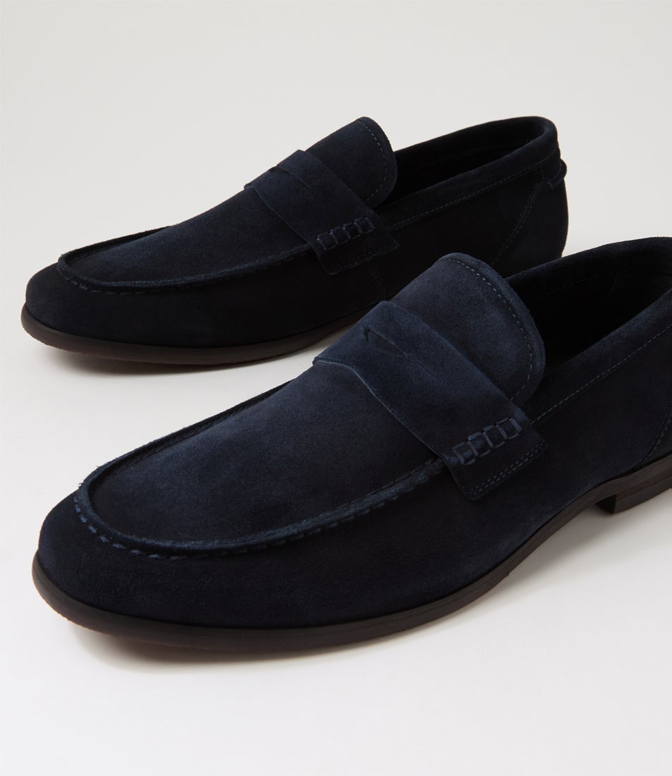 George Navy Suede Loafers