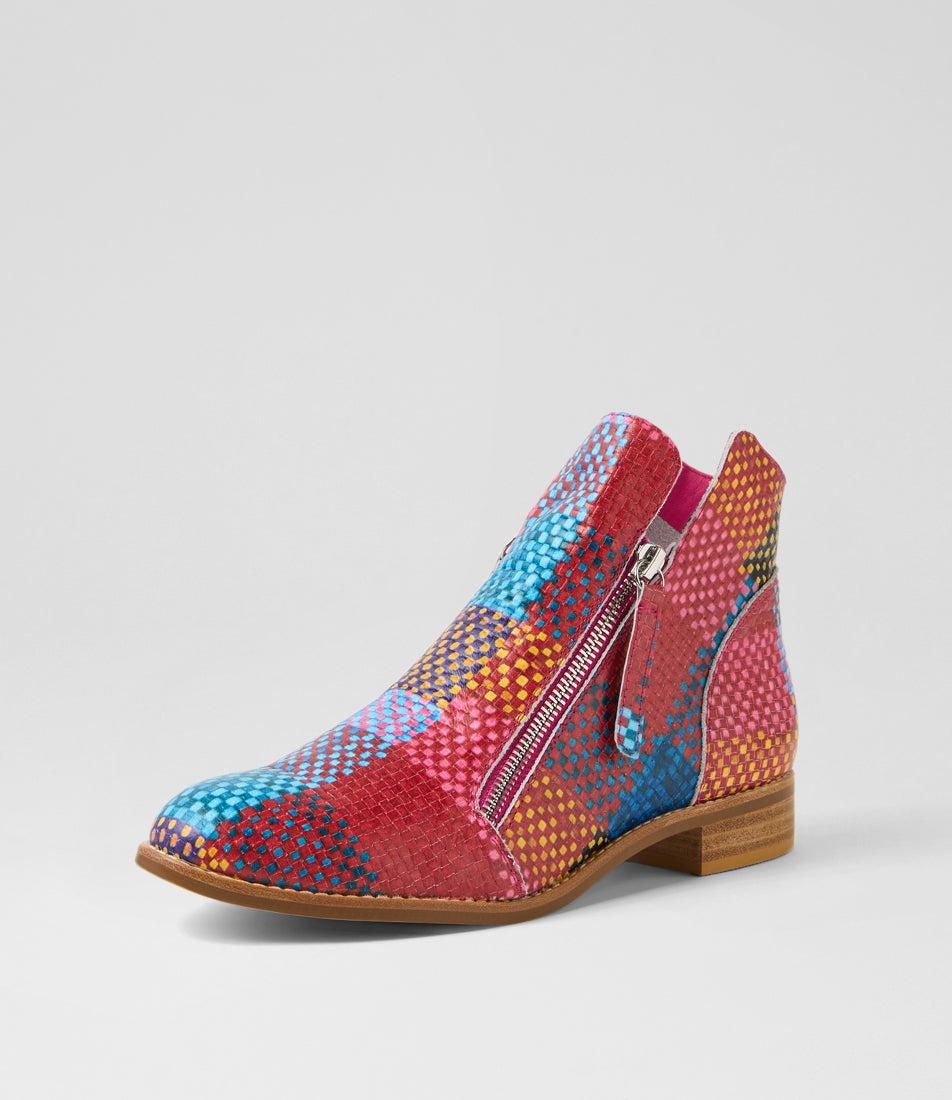 Norys Bright Multi Leather Ankle Boots