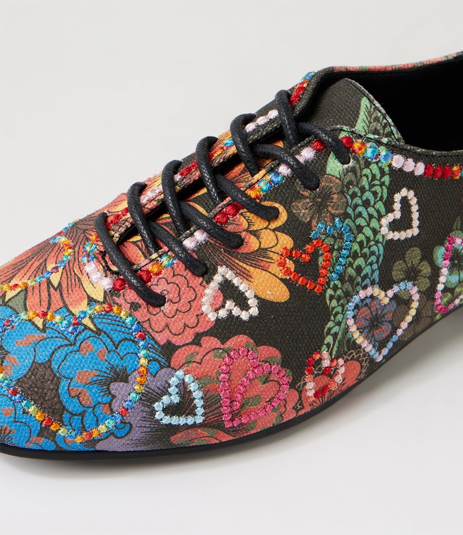 Gippsland Black Multi Lace Up Flats