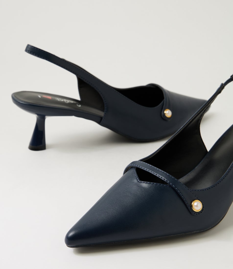 Wrender Navy Smooth Heels