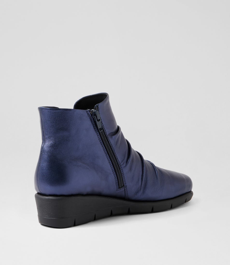 Maxie Sapphire Leather Ankle Boots
