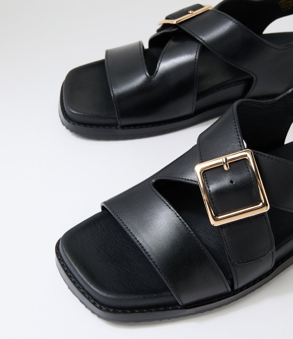 Reve Black Leather Sandals