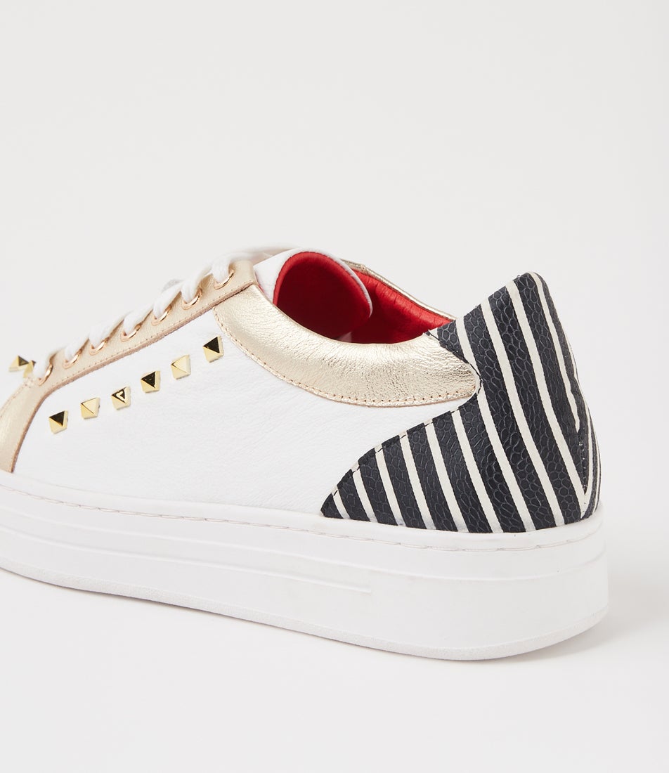Nisshaly White Gold Multi Sneakers