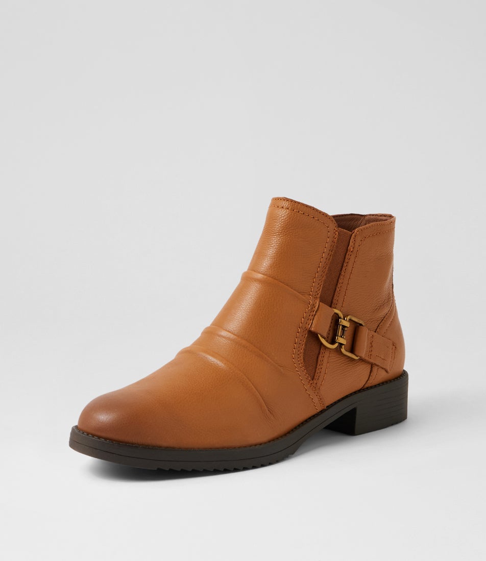 Carlotto New Tan Leather Ankle Boots