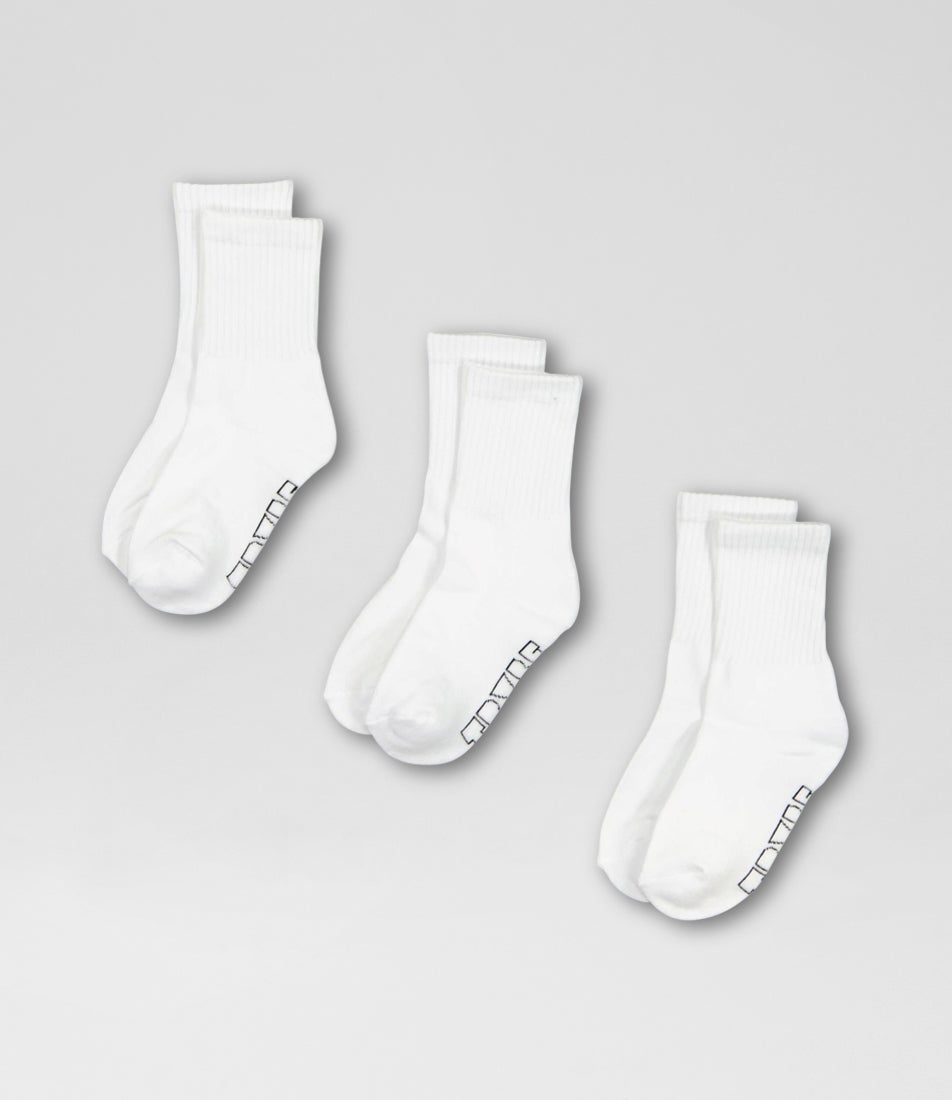Core 3 Pack Crew White Cotton Socks