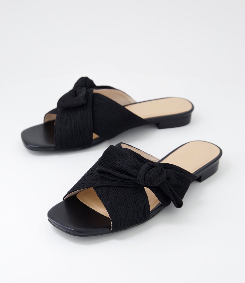Olivia 2 Black Leather Slides