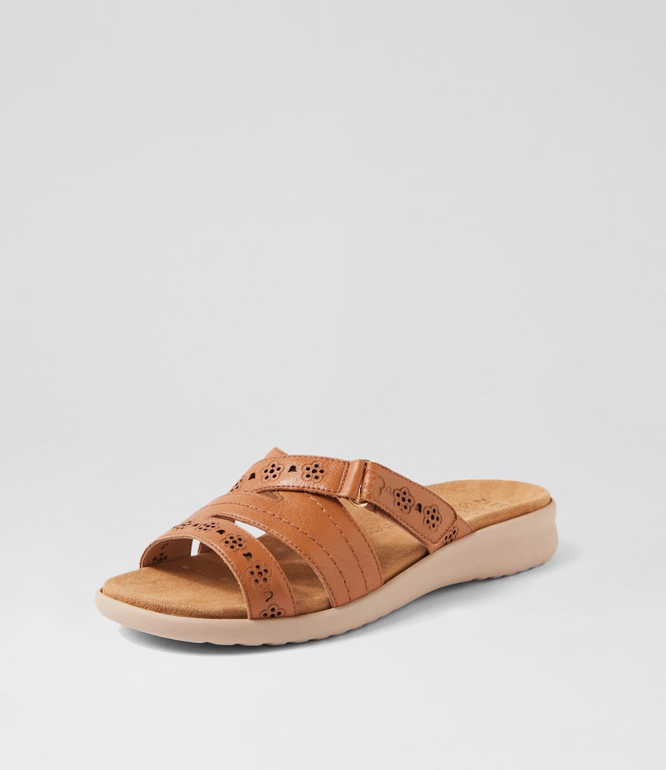 Bylia Xw Dark Tan Almond Leather Slides