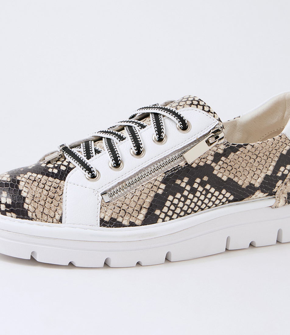 Elos Black White Snake Leather Sneakers Elos Black White Snake Leather Sneakers