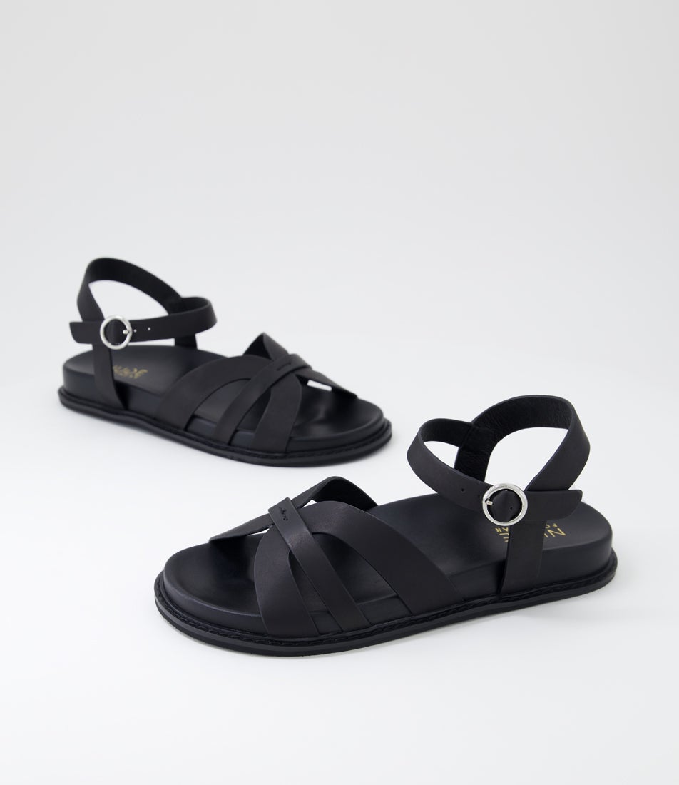 Talia Black Leather Sandals