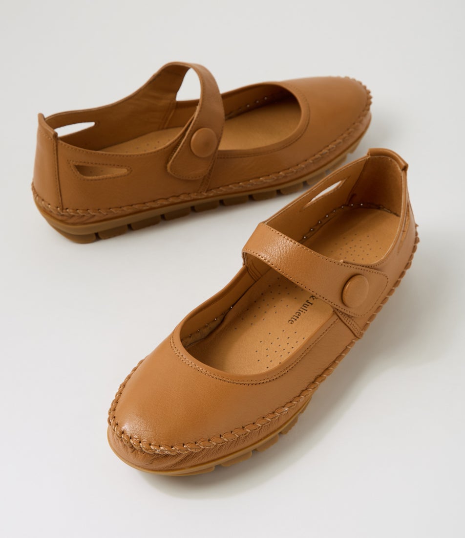 Bazzie Dark Tan Gum Leather Ballet Flats