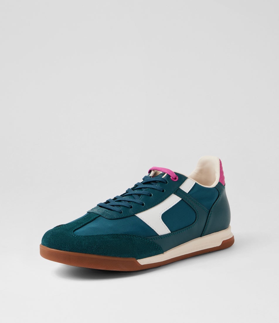 Finale Teal White Fuchsia Suede Sneakers