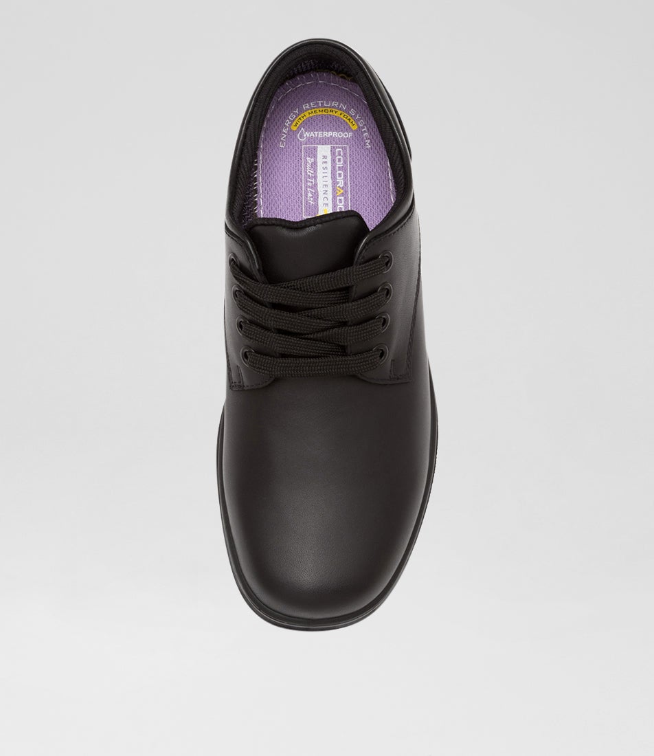 Solace Junior Matte Black Leather Lace Up Shoes
