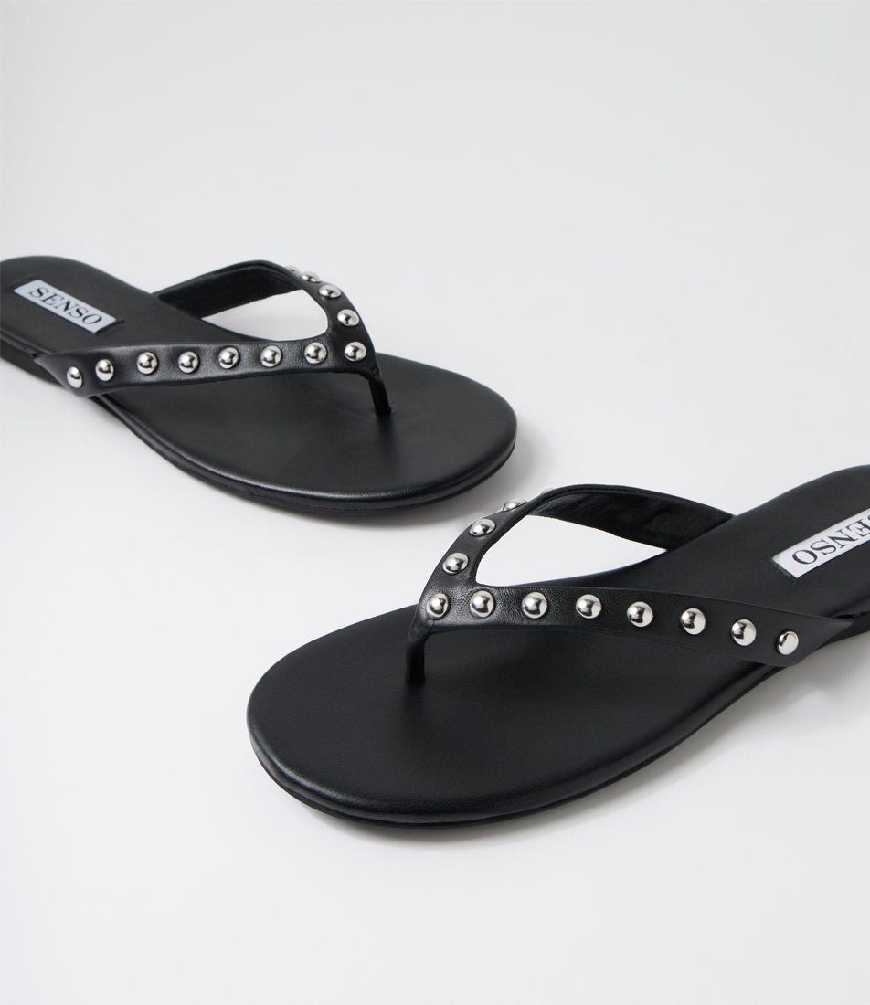 Haliah Ebony Leather Thongs