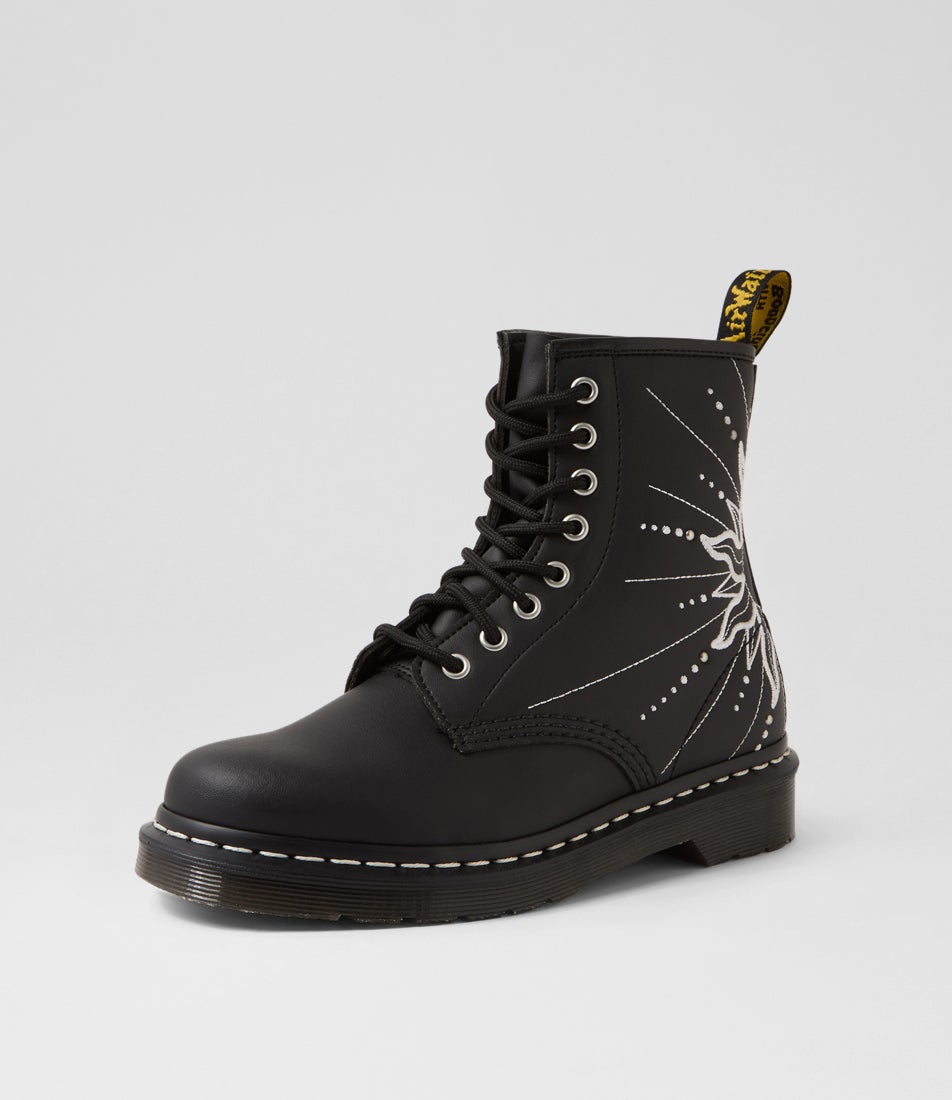 1460 Solar Flare Black Genix Nappa Leather Lace Up Boots