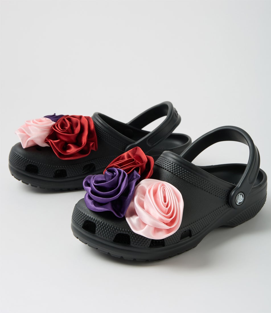 Classic Rosette Clog Black Croslite Flat Shoes