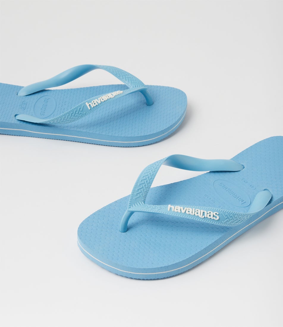 Top Rubber Logo M Light Blue White Rubber Thongs