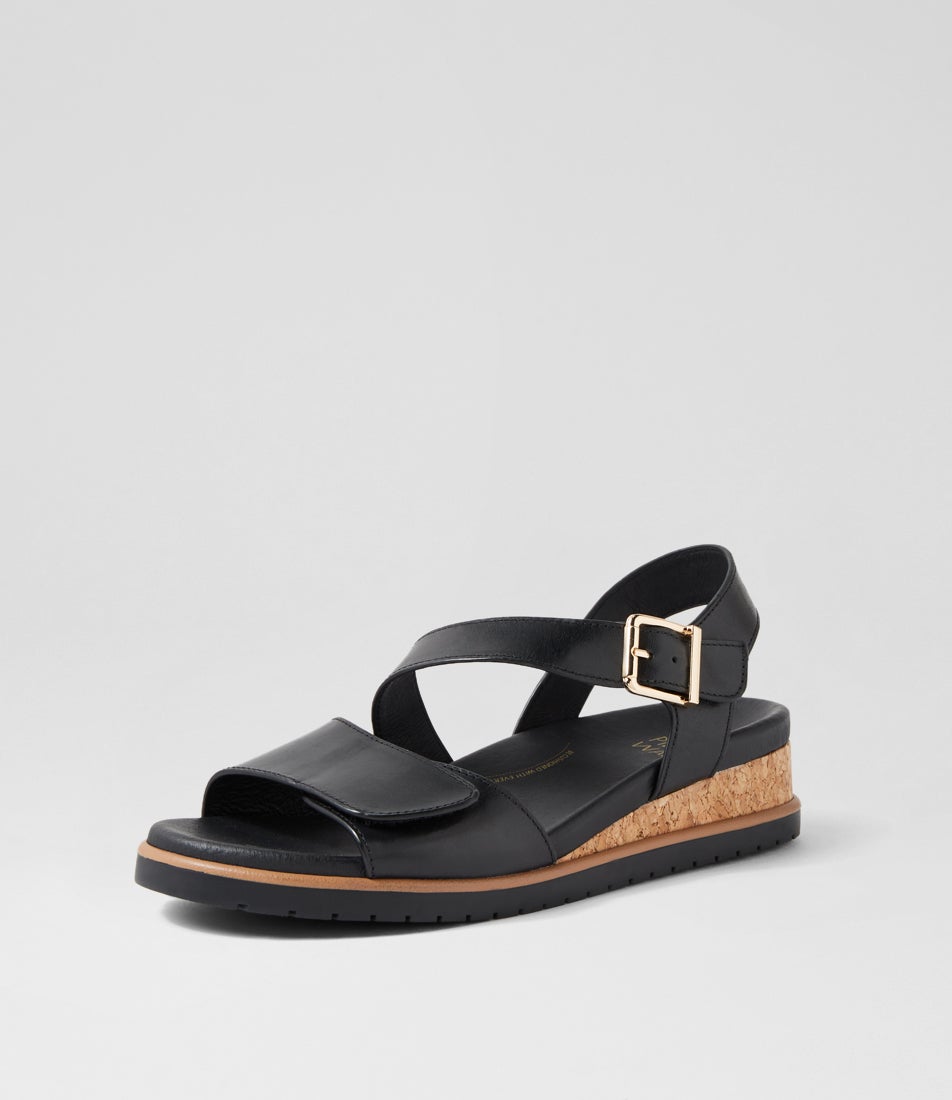 Vamsy W Black Leather Sandals