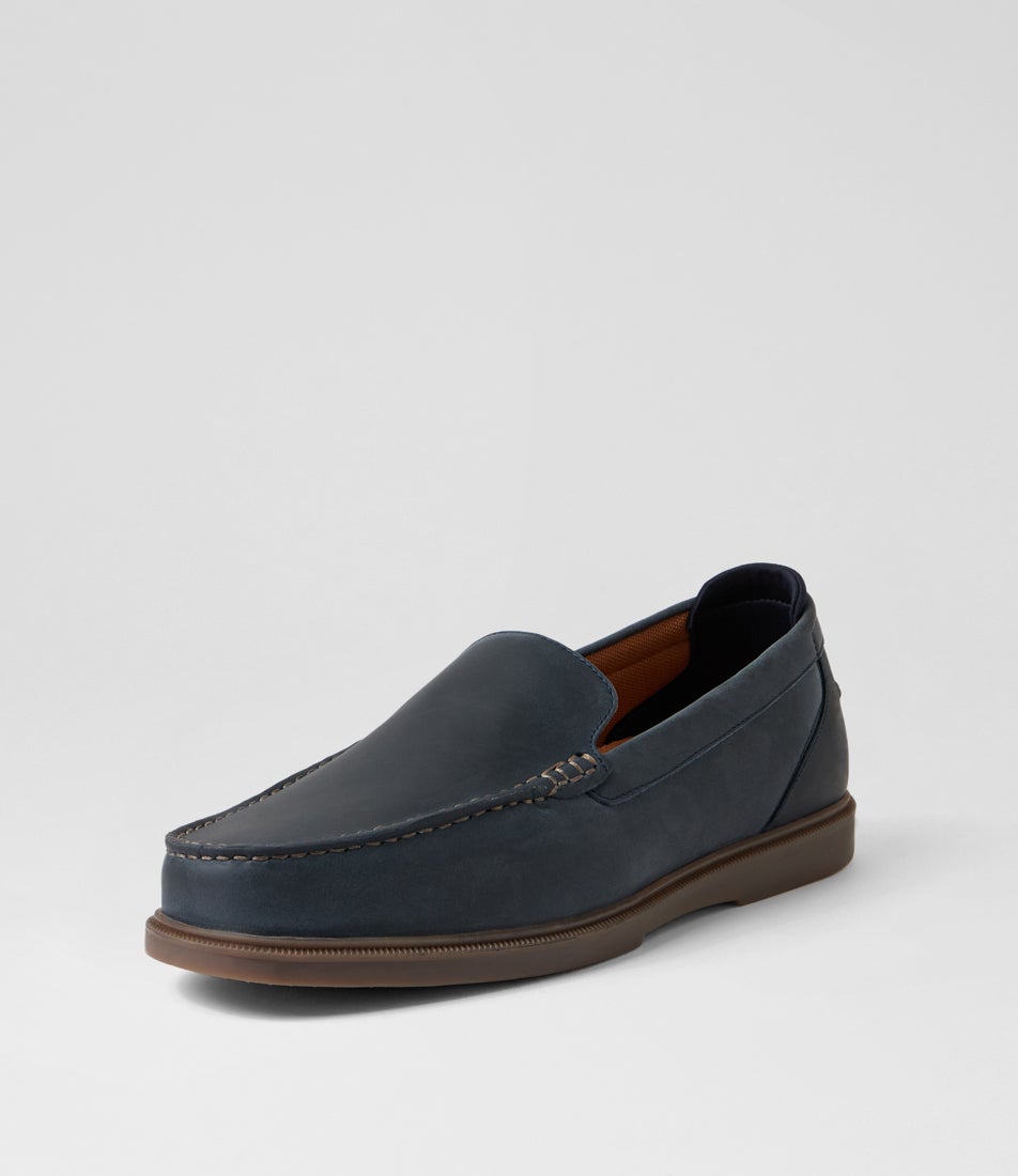 Piccolo Navy Leather Loafers