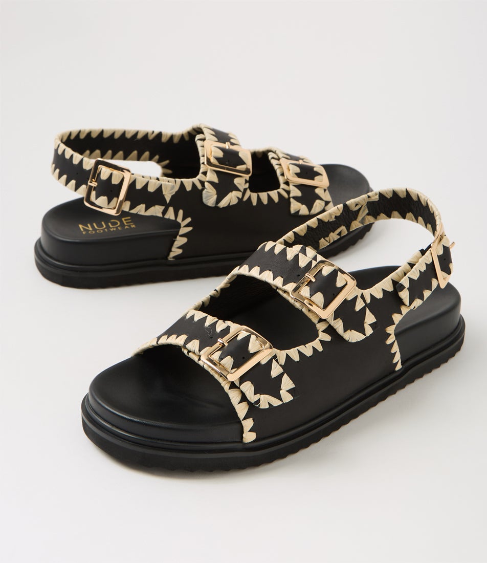 Alice Black Leather Sandals
