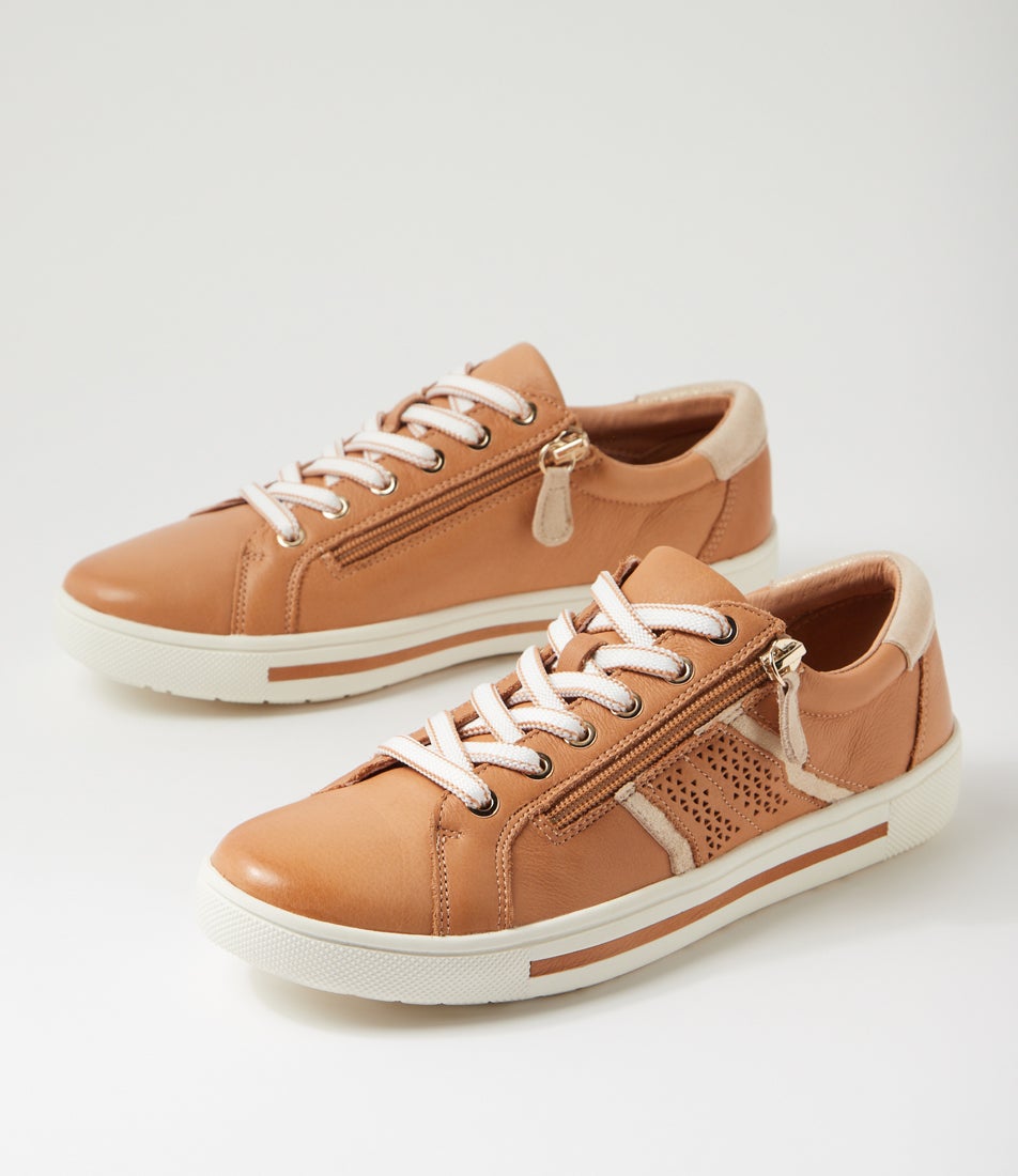 Emillio Tan Platinum Leather Suede Sneakers