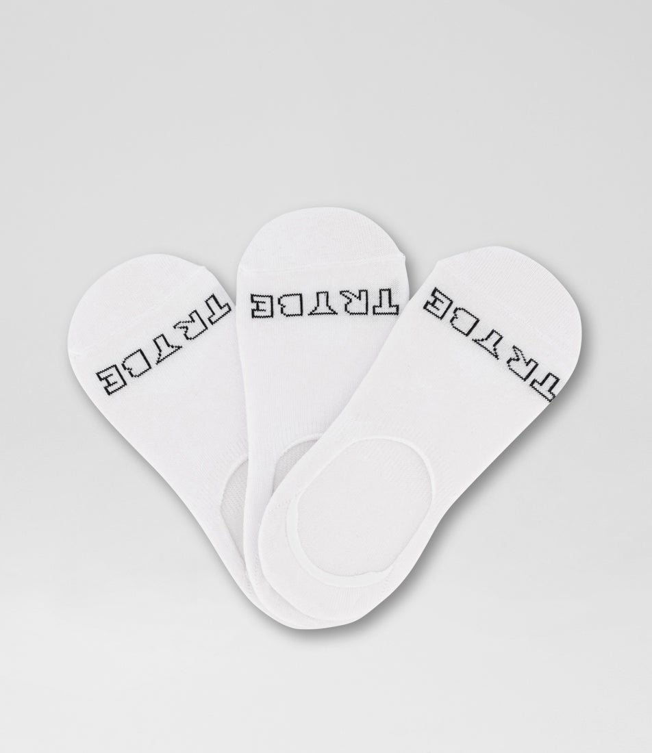3 Pack Invisible White Cotton Socks