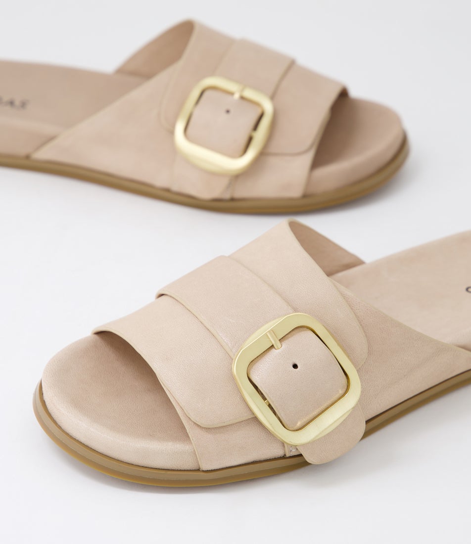 Newka Cream Natural Leather Slides