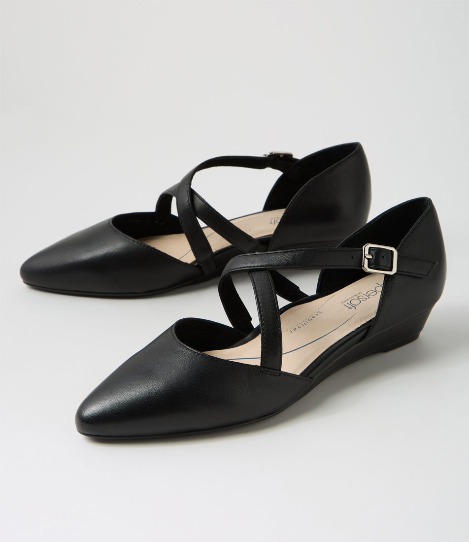 Elizia Black Leather Heels
