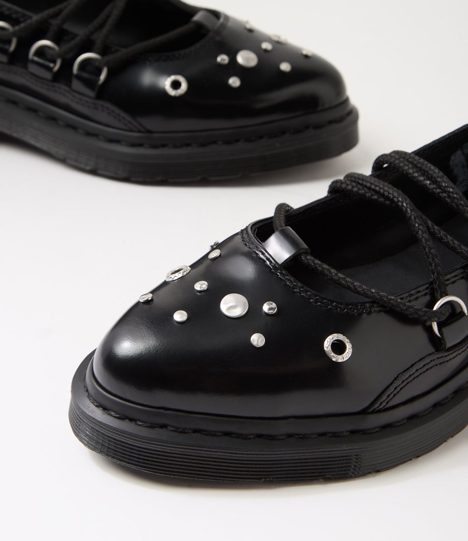 Elphie 2 Hardware Black Leather Ballet Flats