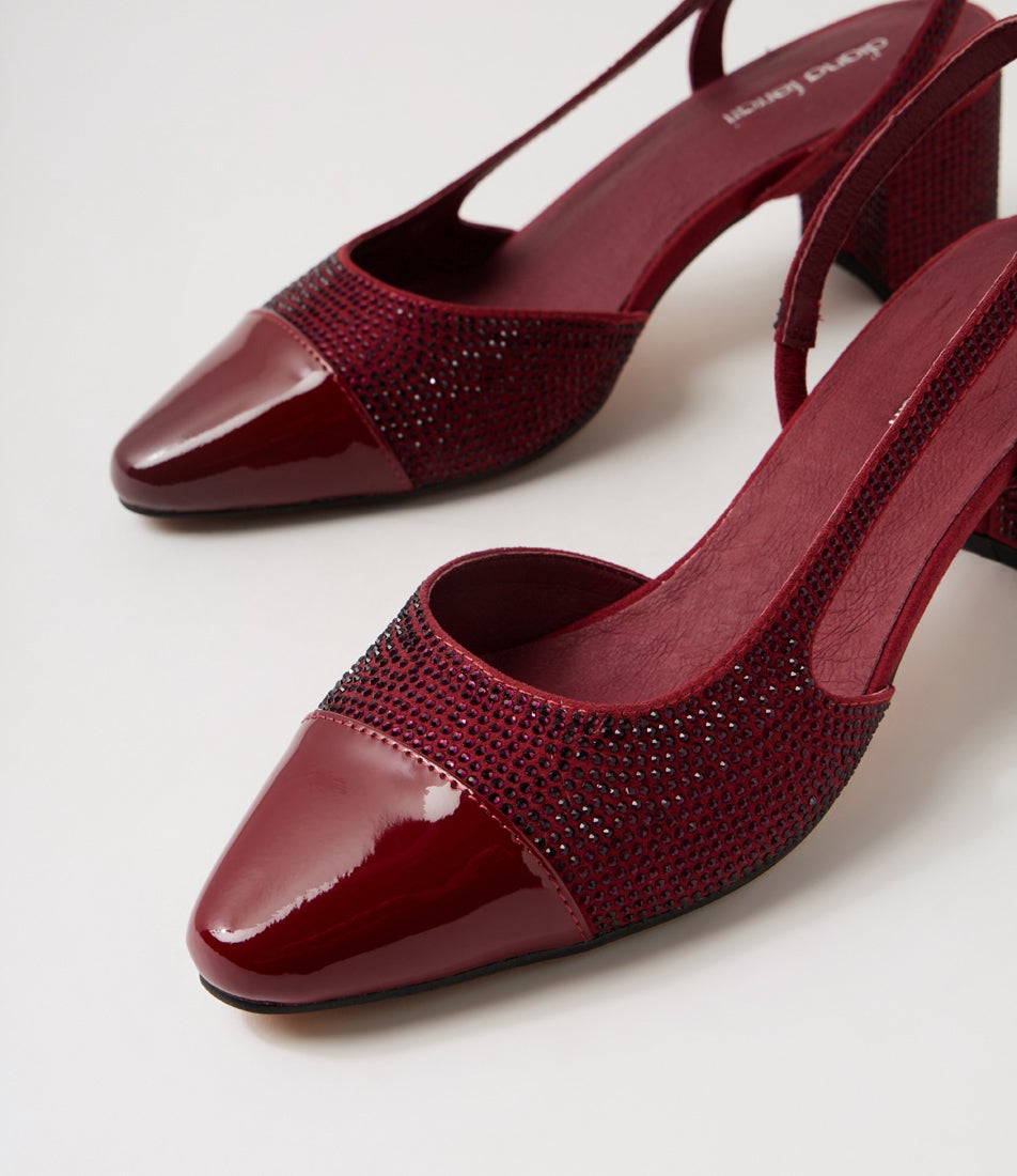 Luxury Bordeaux Patent Jewels Heels Luxury Bordeaux Patent Jewels Heels
