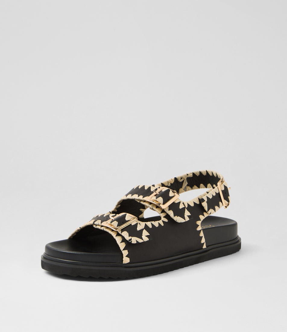 Alice Black Leather Sandals