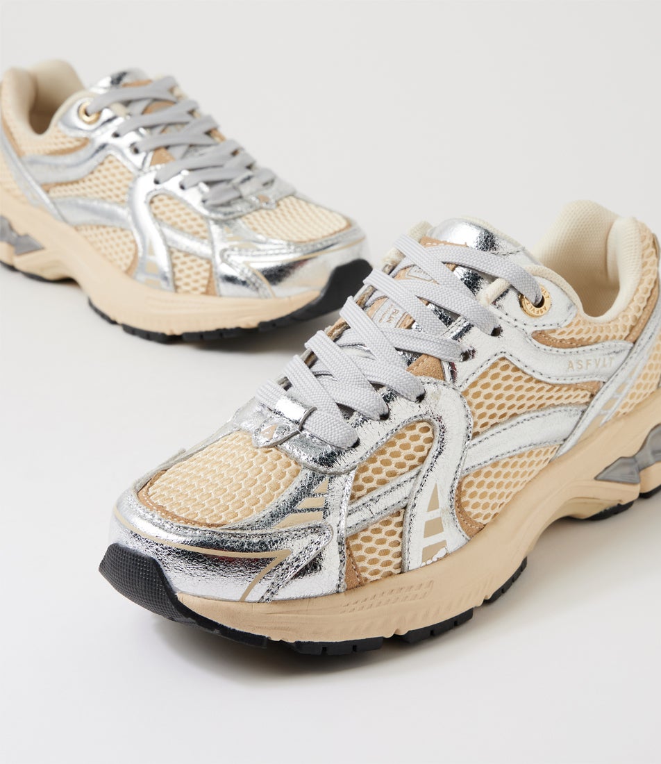 City Run Silver Tan Mesh Sneakers